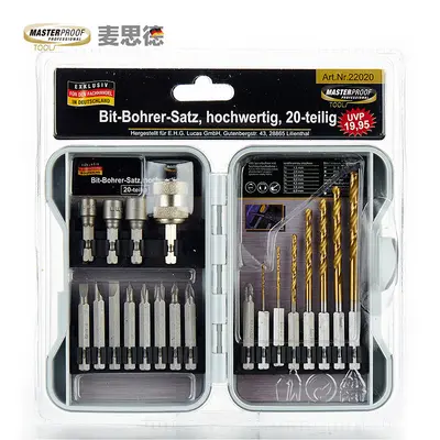 MASTERPROOF Akku-Bohrer- und Steckschlüssel-Set für Metallschrauben