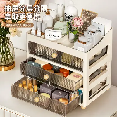 Desktop-Aufbewahrungsbox mit Schubladen, transparent, für Büro und Schreibwaren - 3