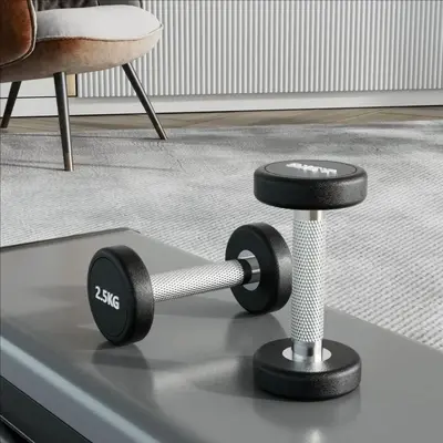 Rubber-coated steel dumbbell set for home training - 7