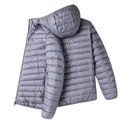 Men's Lightweight Short Hooded Cotton Jacket, Thin and Warm - 8