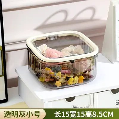 Transparent Desktop Storage Box with Pop-Up Lid for Hair Accessories - 7