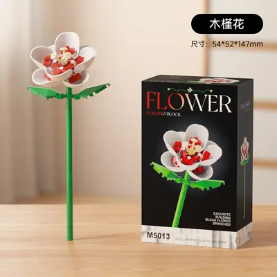 Small Brick Rose Bouquet Building Block Set with Artificial Flowers - 10