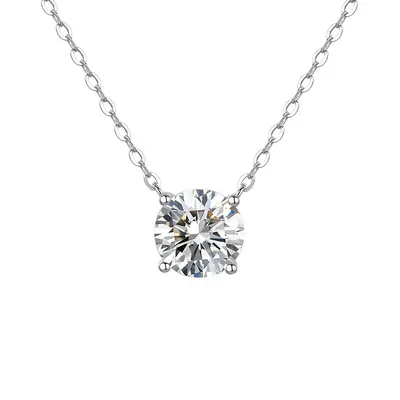 Moissanite elmas S925 gümüş demir zincir kolye - 6