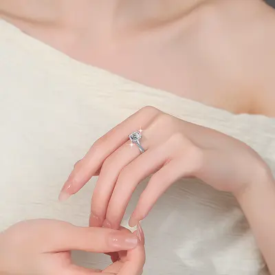 Rectangular Radiant Moissanite S925 Sterling Silver Ring