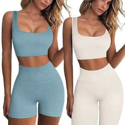 Seamless Yoga Set Open-Back Strappy Women's Suit - 2