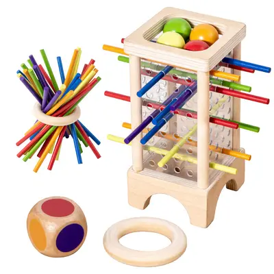 Ahşap zar oyunu renkli ahşap sopa tahta oyunu Montessori erken çocukluk aile interaktif eğitici erken eğitim oyuncaklar - 7
