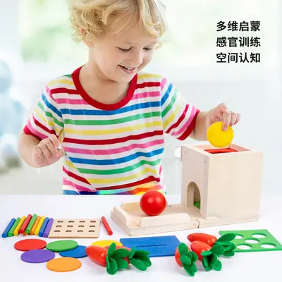 Grenzüberschreitende Montessori-Holzspielzeugbox 4-in-1/5-in-1 mit Münzeinwurf, multifunktional, mit Karotten- und Zielboxen-Funktion für frühkindliche Bildung - 3