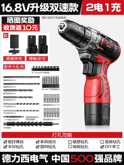Delixi rechargeable lithium impact drill screwdriver set - 12