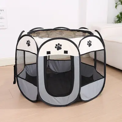 Sınır ötesi popüler köpek oyun parkı sekizgen kafes kedi doğum odası Oxford kumaş yıkanabilir katlanabilir çadır toptan köpek kulübesi kafesi