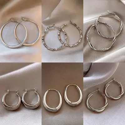 Silver needle C-shaped geometric earrings, elegant design - 3