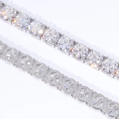 Sterling Silver 2-6.5mm Moissanite Tennis Bracelet, Hip-Hop Style