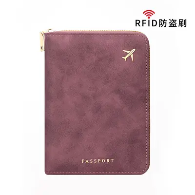 Reisepass-Tasche RFID-Schutz Vintage mehrere Fächer mit Reißverschluss - 9