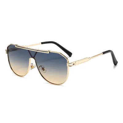 Metal One-Piece Unisex Sunglasses, Retro Women's and Men's Style, Model 22295 - 6