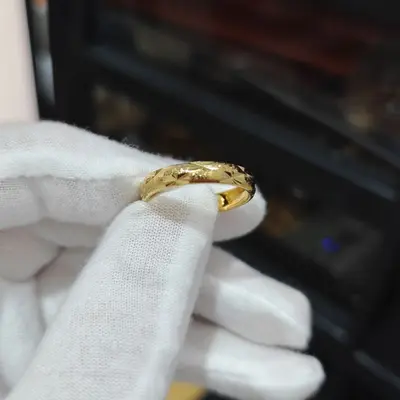 Çiftler için Vietnam kum altın yüzük, erkekler ve kadınlar için uzun ömürlü renk, açık pürüzsüz bakır alaşımlı düz yüzük, imitasyon altın yüzük - 13