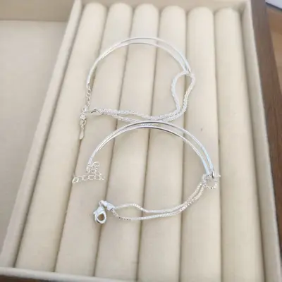 Cross-border best-selling Temu product: unique electroplated 925 knotted double chain bracelet for women.