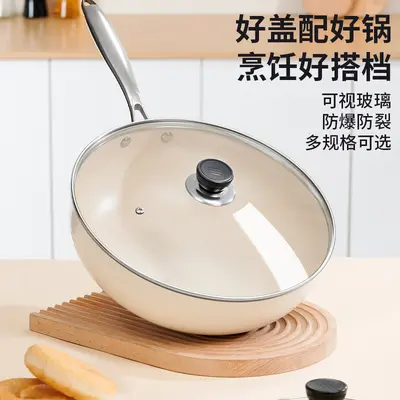Wholesale Explosion-Proof Tempered Glass Pot Lid Household Wok Lid Universal Transparent Cover for Frying Pans 32cm 34cm 28