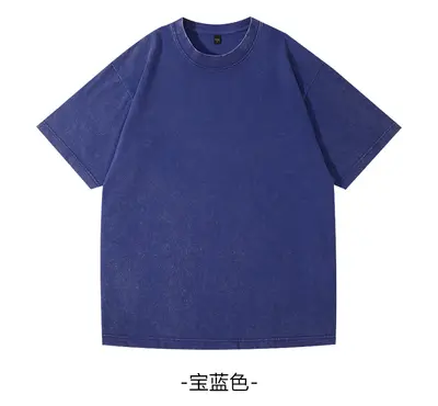 Washed Unisex Crew Neck T-Shirt, 220g Combed Cotton, Retro Loose Fit - 11