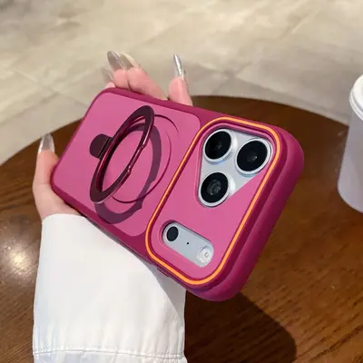 Magnetic Stand Phone Case for iPhone 18 Pro Max, Shockproof, Solid Color - 7