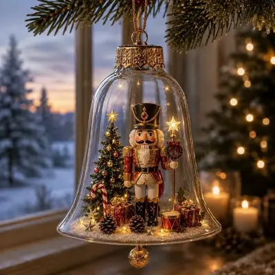 Tragbare Mini-Weihnachtsszene mit leuchtender Glockenfigur als Dekoration - 11