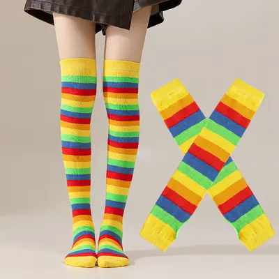 Regenbogen-Streifensocken für Damen, overknee-lang - 11