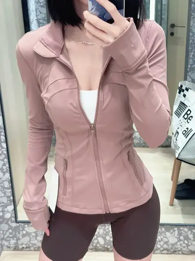瑜伽服上衣健身服女修身外套紧身骑行服女款运动套装防晒衣服收腰
