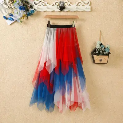 Women's High-Waisted Knit Irregular Fairy Skirt, Spring Style - 9