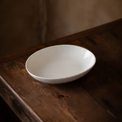 Dehua weißer Porzellan-Ovalteller 6,9 Zoll, Off-White