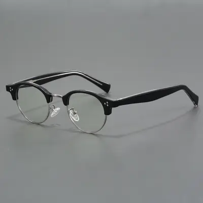 Unisex Retro-Brillengestell in Schildpattoptik, halbrandlos
