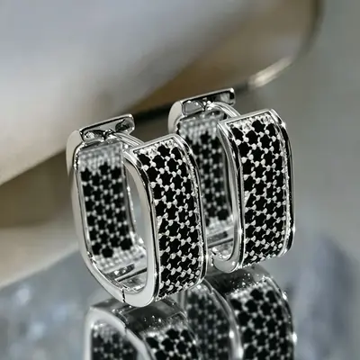 U-shaped copper zirconia ear clips, fashion earrings - 8