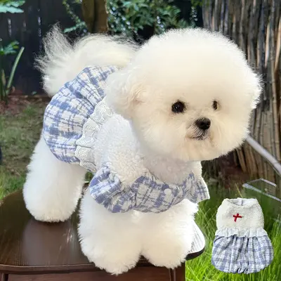 Dog Winter Dress, Fleece-Lined Lamb Wool Pumpkin Skirt