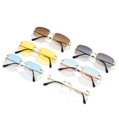 Frameless Metal Men's Sunglasses, Classic Design - 4