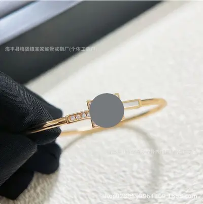T加经典双T手镯高货镀18k金玫瑰金镶钻贝母轻奢高级感情侣手环ins - 10
