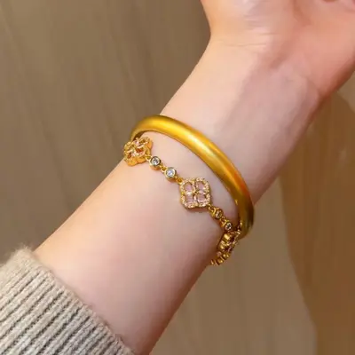 24K altın bilezik, vakum kaplama, çin tarzı katı halka, kadın hediyesi