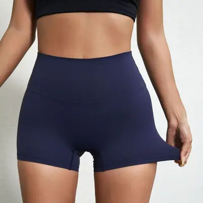 Yoga Sports Shorts, Solid Color, High Stretch, Three-Quarter Length - 5