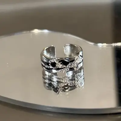 Star Burst Ring, Men and Women, Dark Style, Luxury - 7