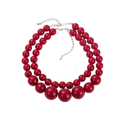 Retro Bohemian Double-Layer Resin Bead Necklace