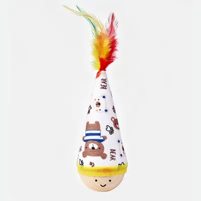 Weeble Cat Toy, Scratch-Resistant Feather Cat Teaser Wand and Plush Toy - 7