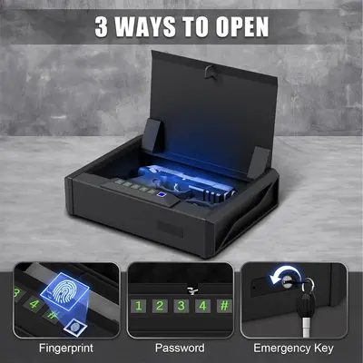 Fingerprint and Code Gun Safe, Silent Anti-Theft Pistol Safe - 3