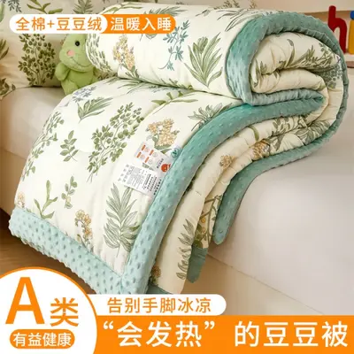 Pure Cotton Bean Velvet Quilt, Spring Autumn Single and Double Bed