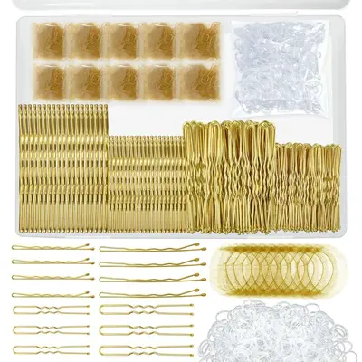 385-Piece Hair Accessories Set with Elastic Ties, Hair Nets and Clips
