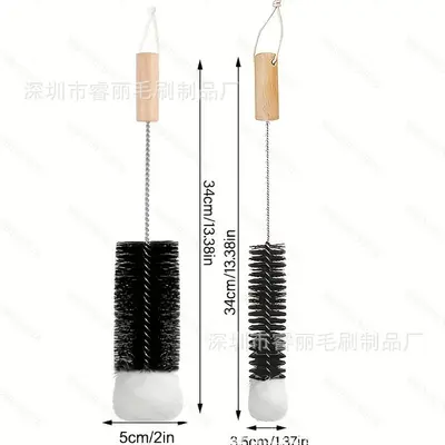 Bottle and Cup Brush, Coconut Palm Fiber, Stainless Steel Wire, Rust-Free - 11