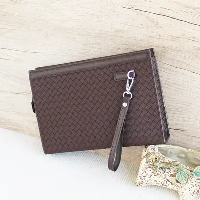 Men's Retro Plaid Clutch with Multiple Compartments for Phone and Documents - 3