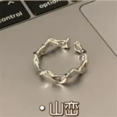925 silver Korean style asymmetric adjustable ring, women's - 10