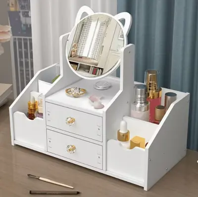 Drawer makeup mirror storage box, extra-large round mirror - 2