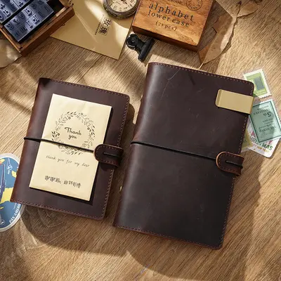 A5 Ring-Bound Leather Notebook Travel Journal Handmade Notebook A6 A7 Portable Notebook