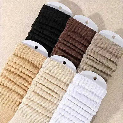 Unisex Thick-Knit Cotton Mid-Length Socks, Solid Color, 2 Pairs