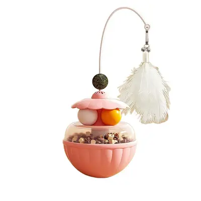 Cat Turntable Toy with Feather Teaser Wand for Kittens - 5