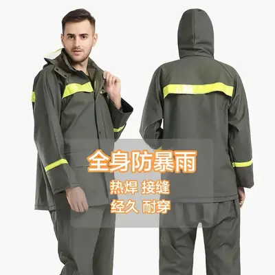 Yağmurluk Yağmur Pantolonu Takımı Bölünmüş Tip Tam Vücut Su Geçirmez Şiddetli Yağış Kalın Reflektörlü Bisiklet Açık Hava Görevi Sel Önleme Yetişkin Yağmur Pelerini