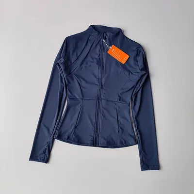 Dik yakalı uzun kollu kadın yoga üstü, hızlı kuruyan ve slim fit - 11