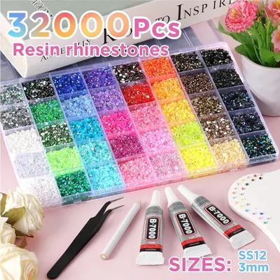 3 mm bunte Harz-Flachrücken-Strass, 40 Farben für Nageldesign